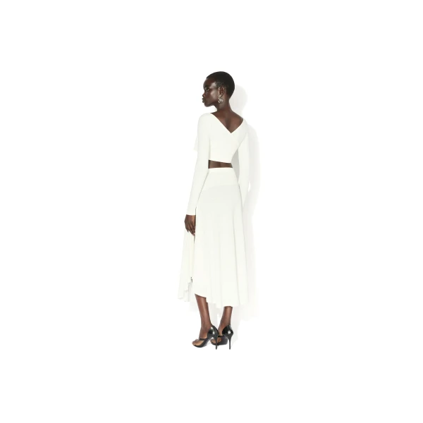 Alaia Asymmetric Cotton Crepe Skirt, view 3