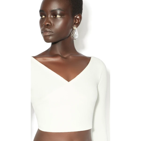 Alaia Asymmetric Cotton Crepe Skirt, view 4