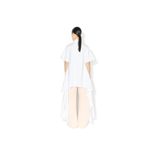 Alaia Asymmetric Cotton Jersey T Shirt, view 3