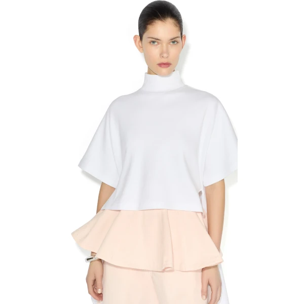 Alaia Asymmetric Cotton Jersey T Shirt, view 4