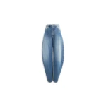Alaïa Barrel Leg Jeans In Faded Denim - ALAÏA Pants - Laser Cut Luxury - Shop at Luxury Shoes Alaia Barrel Leg Jeans In Faded Denim