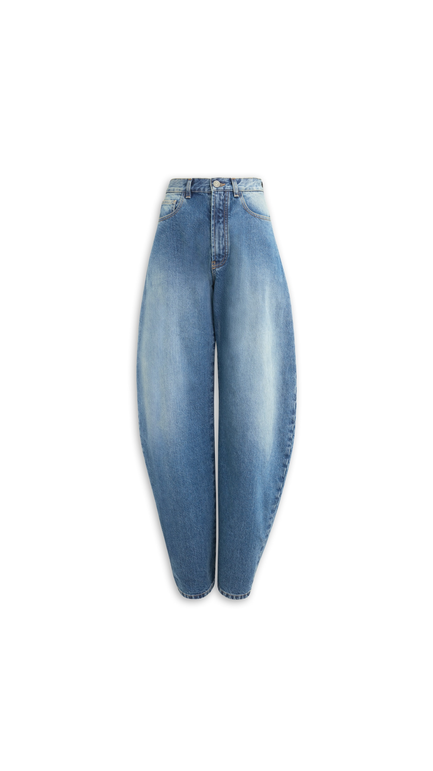 Alaia Barrel Leg Jeans In Faded Denim