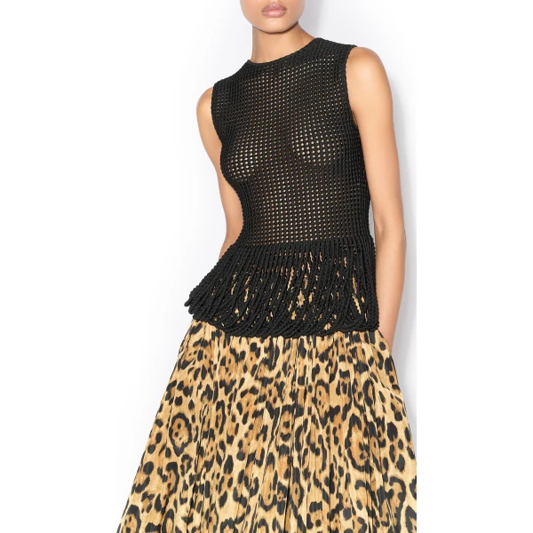 Alaïa Bead Knit Peplum Tank Top - ALAÏA Tops - Laser Cut Luxury - Shop at Luxury Shoes 