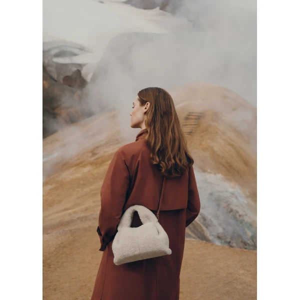 Polene Numéro Neuf Mini in Ecru Shearling Bag, view 2