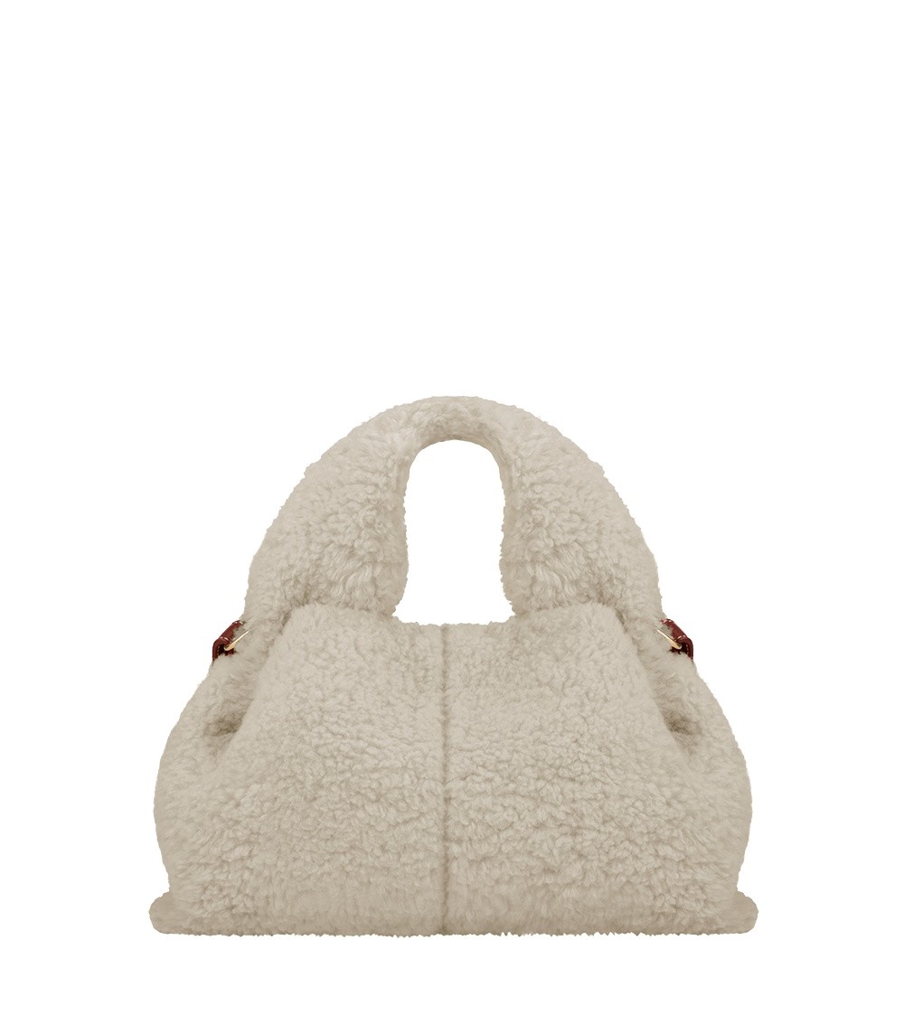 Polène Numéro Neuf Mini in Ecru Shearling Numéro Neuf Mini in Ecru Shearling - Mini Bags - Parisian Luxury Leather Bag at Luxury Shoes 
