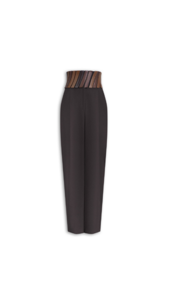Alaïa Belt Wool Gabardine Pants - ALAÏA Pants - Laser Cut Luxury - Shop at Luxury Shoes 