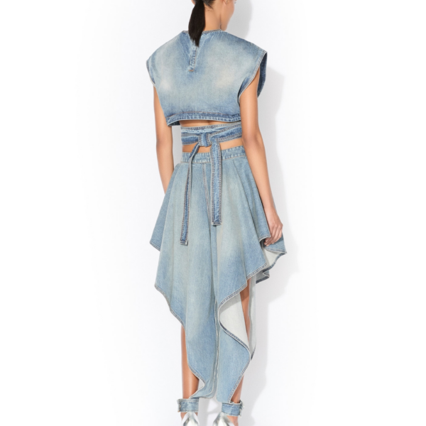 Alaia Belted Denim Top, view 3