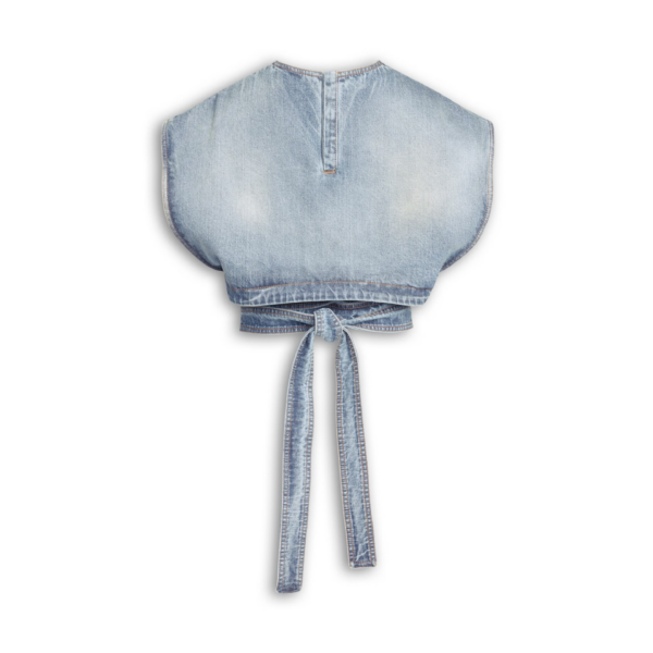 Alaia Belted Denim Top, view 4