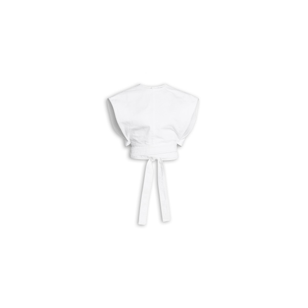 Alaïa Belted Denim Top - ALAÏA Pants - Laser Cut Luxury - Shop at Luxury Shoes 