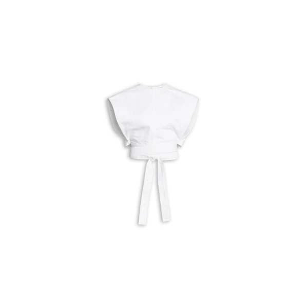 Alaïa Belted Denim Top - ALAÏA Pants - Laser Cut Luxury - Shop at Luxury Shoes 