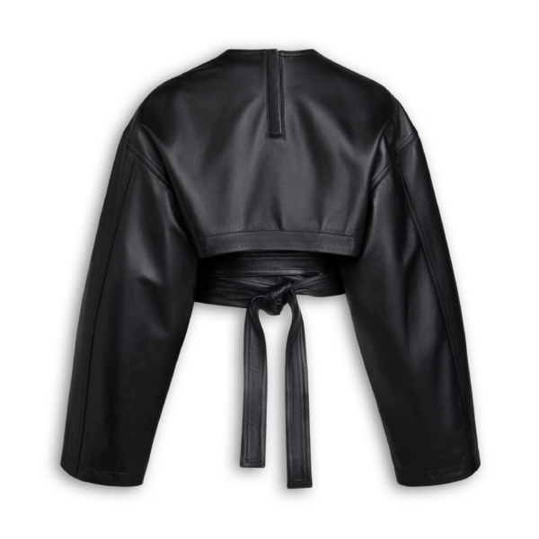 Alaia Belted Leather Top, view 3