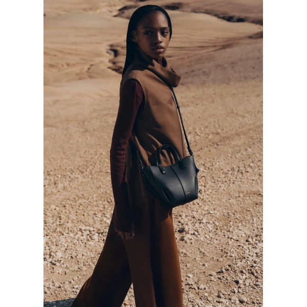 Polene Cyme Tote Nano in Black Bag, view 2