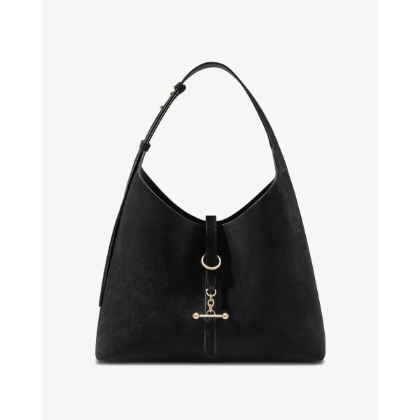 Strathberry Kite Hobo Maxi in Black Suede, view 2