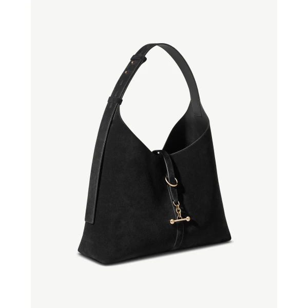 Strathberry Kite Hobo Maxi in Black Suede, view 3