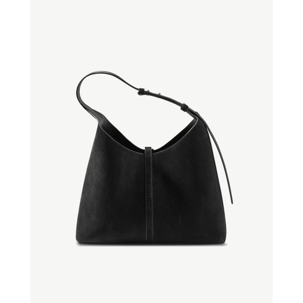 Strathberry Kite Hobo Maxi in Black Suede, view 4