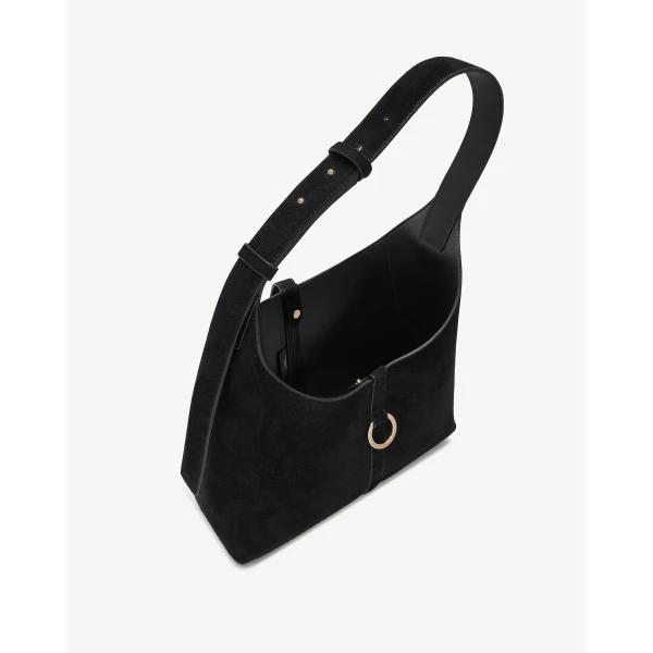 Strathberry Kite Hobo Maxi in Black Suede, view 5