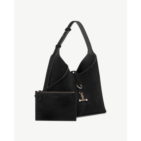 Strathberry Kite Hobo Maxi in Black Suede, view 8