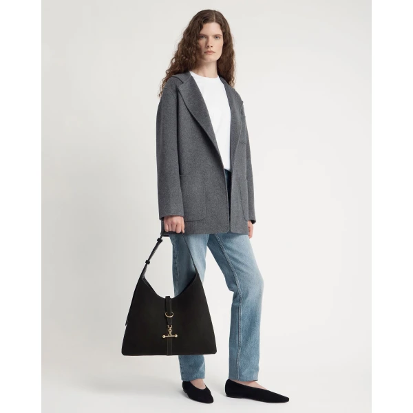 Strathberry Kite Hobo Maxi in Black Suede, view 9