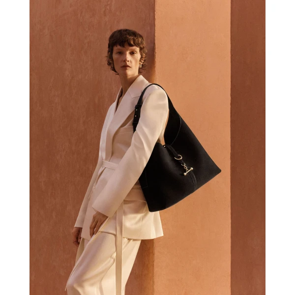 Strathberry Kite Hobo Maxi in Black Suede, view 10