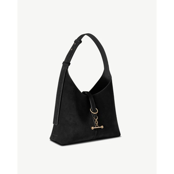 Strathberry Kite Hobo in Black Suede, view 3