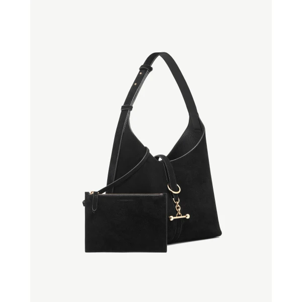 Strathberry Kite Hobo in Black Suede, view 7