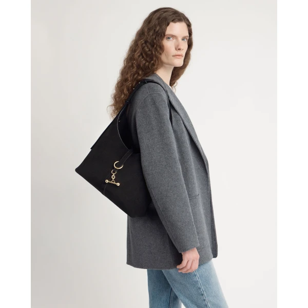 Strathberry Kite Hobo in Black Suede, view 8