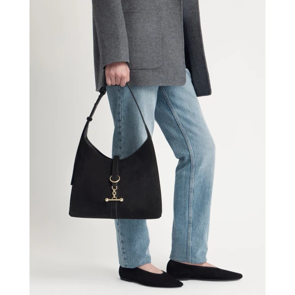 Strathberry Kite Hobo in Black Suede, view 9
