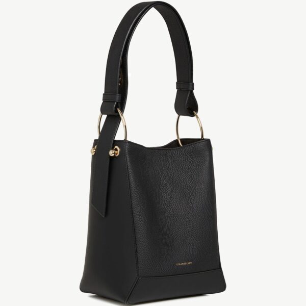 Strathberry Lana Midi Bucket Bag in Black, view 3