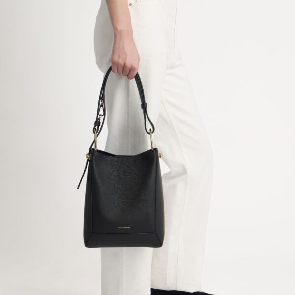 Strathberry Lana Midi Bucket Bag in Black, view 10