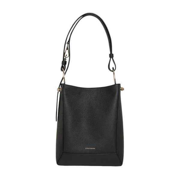 Strathberry Lana Midi Bucket Bag in Black