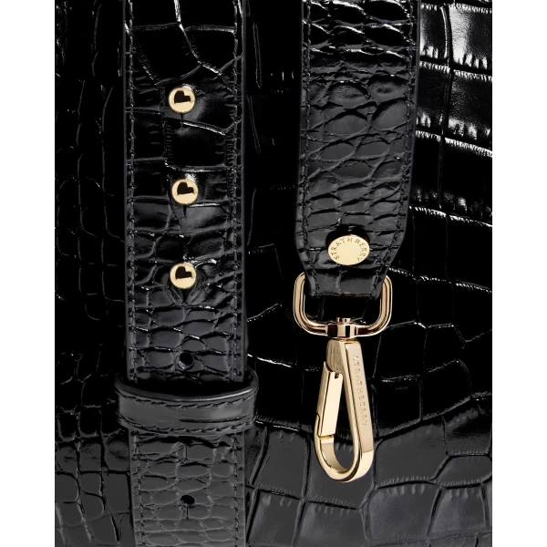 Strathberry Midi Tote in Croc-embossed Leather Black, view 7