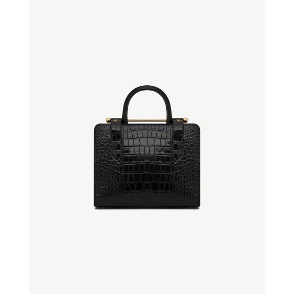 Strathberry Mini Tote in Croc-embossed Leather Black, view 4