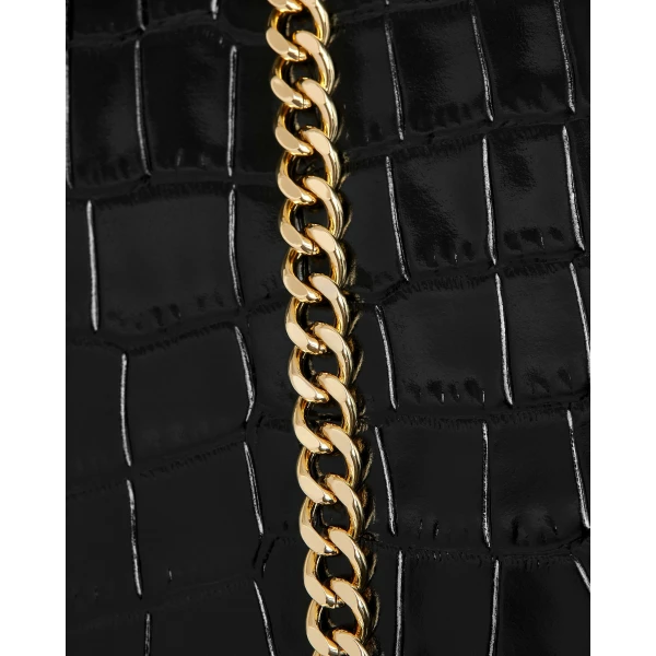 Strathberry Mini Tote in Croc-embossed Leather Black, view 6