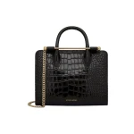 Strathberry Mini Tote in Croc-embossed Leather Black