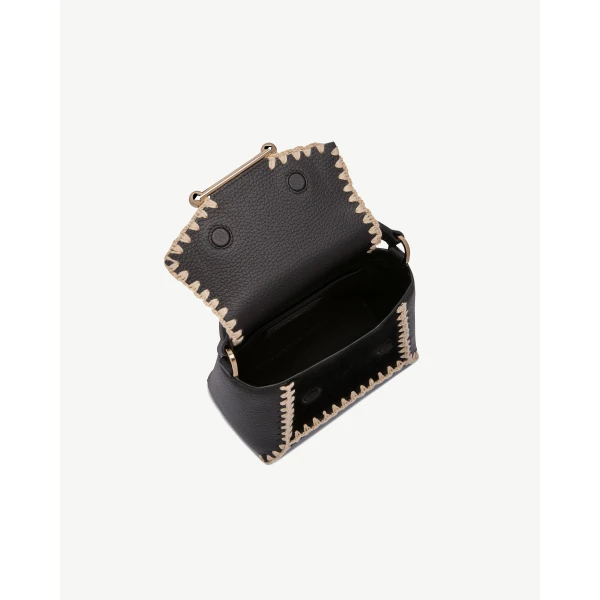 Strathberry Mosaic Nano in Black Crochet, view 5
