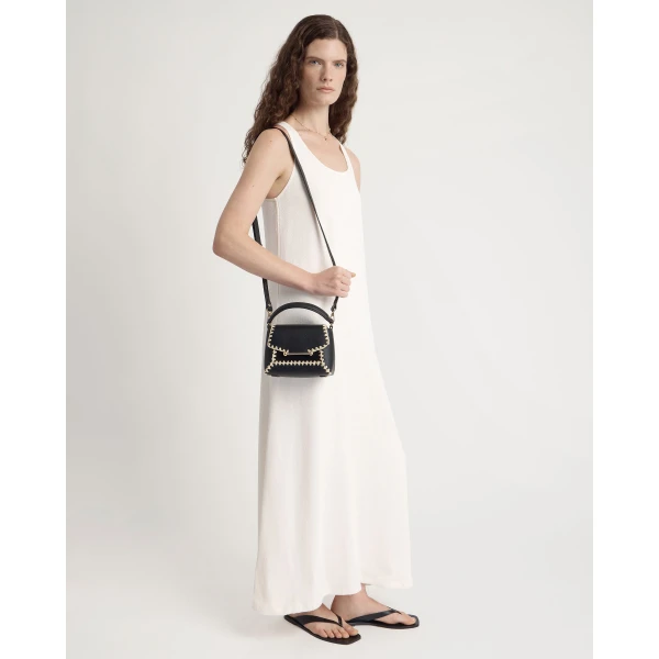 Strathberry Mosaic Nano in Black Crochet, view 7
