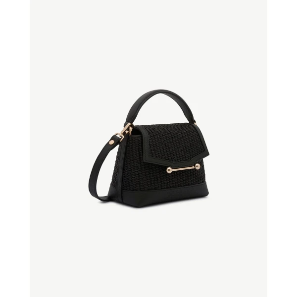 Strathberry Mosaic Nano in Black Raffia, view 3