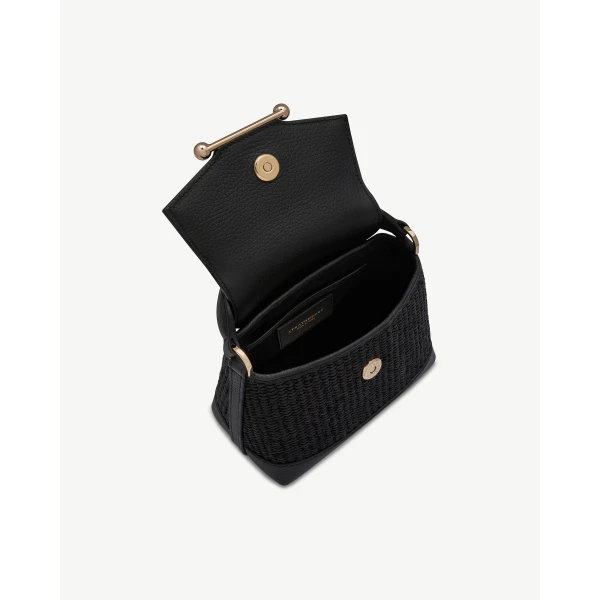 Strathberry Mosaic Nano in Black Raffia, view 5