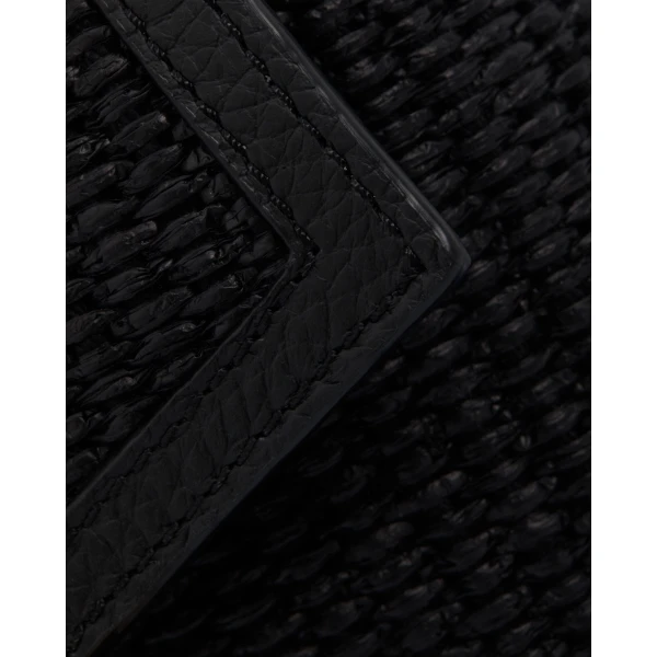 Strathberry Mosaic Nano in Black Raffia, view 6
