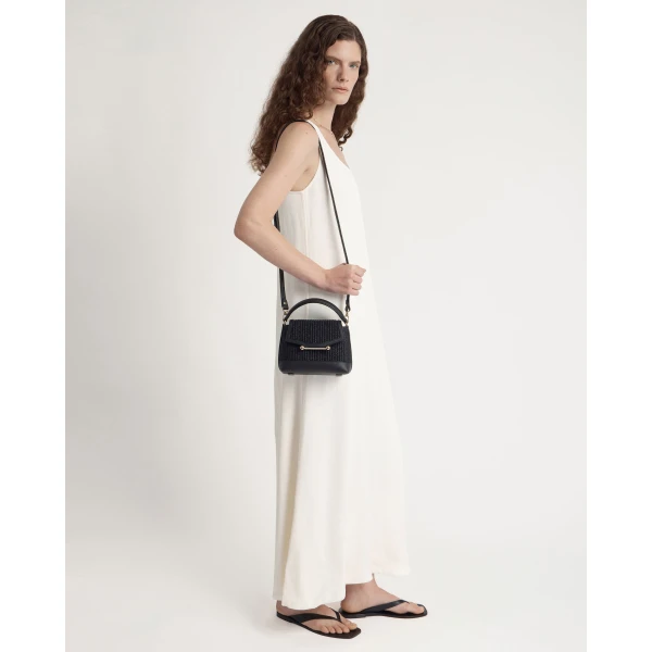 Strathberry Mosaic Nano in Black Raffia, view 7