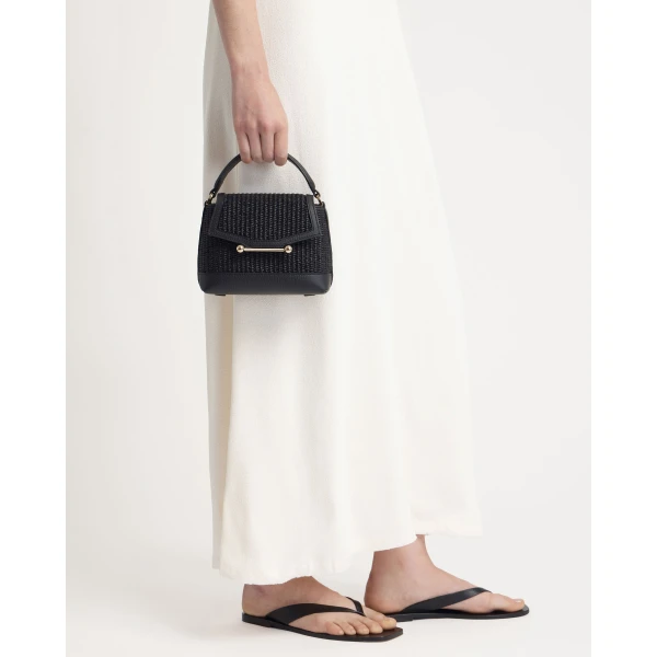 Strathberry Mosaic Nano in Black Raffia, view 9