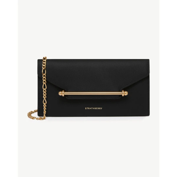 Strathberry Multrees Chain Wallet in Black, view 2
