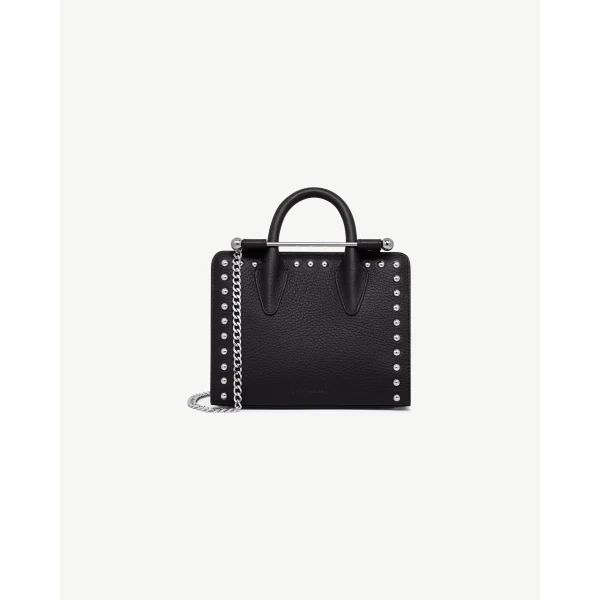 Strathberry Nano Tote in Black Studded, view 2