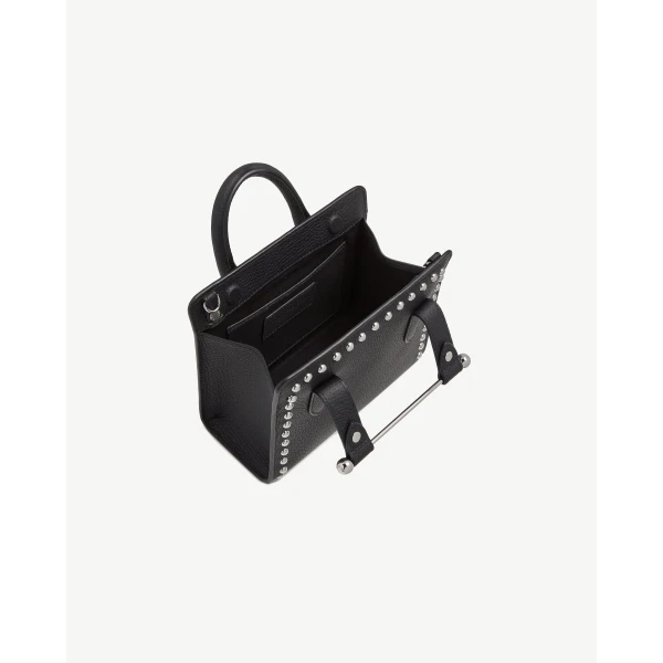 Strathberry Nano Tote in Black Studded, view 5