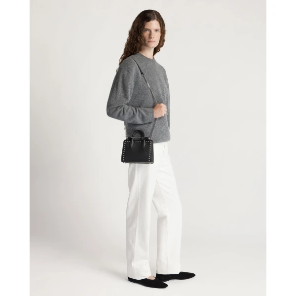 Strathberry Nano Tote in Black Studded, view 7