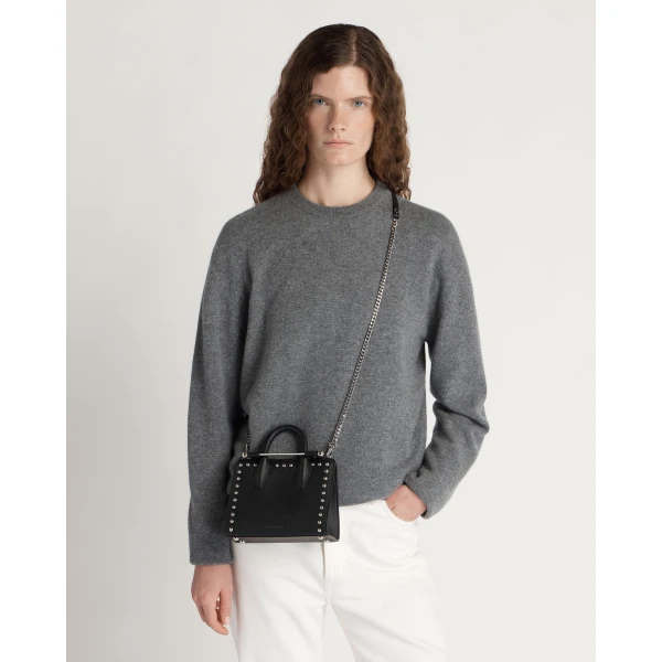 Strathberry Nano Tote in Black Studded, view 8