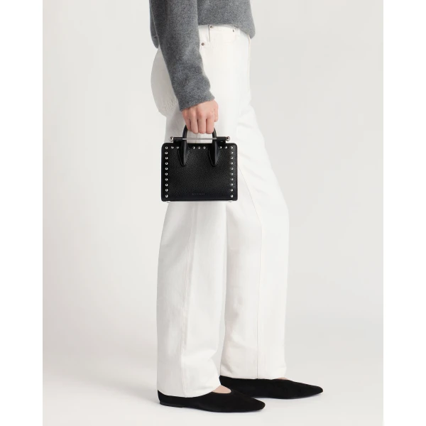 Strathberry Nano Tote in Black Studded, view 9