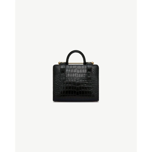 Strathberry Nano Tote in Croc-embossed Leather Black, view 4