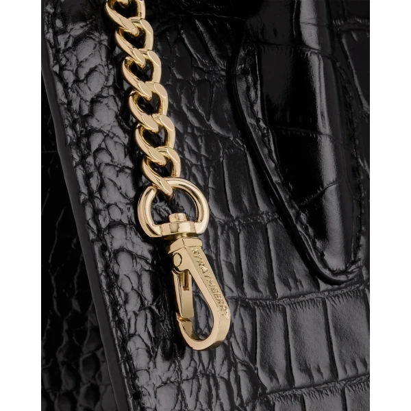 Strathberry Nano Tote in Croc-embossed Leather Black, view 6
