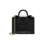 Black-Nano-Tote-in-Croc-embossed-Leather-Black42820_nobg Strathberry Nano Tote in Croc-embossed Leather Black